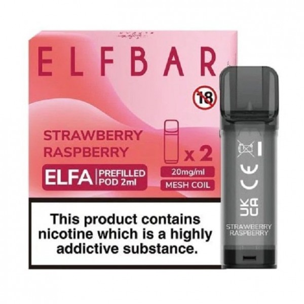 Strawberry Raspberry Nic Salt E Liquid Pods - Elfa Series (2 x 2ml)