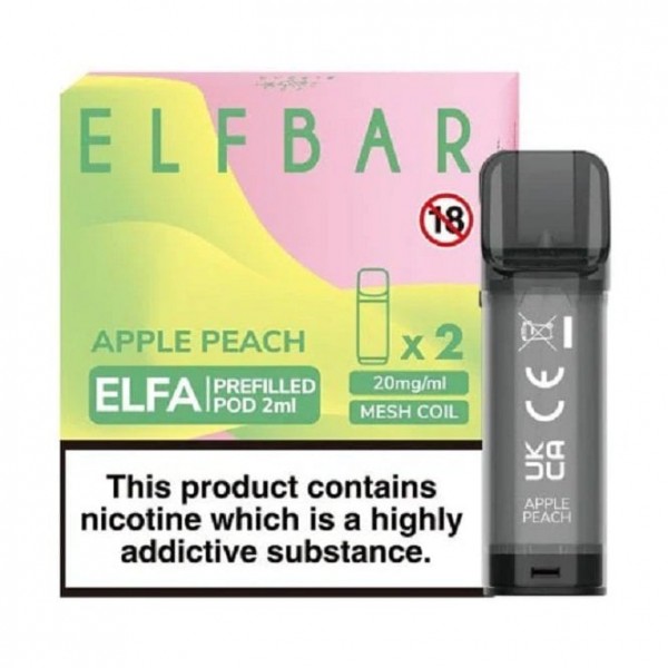 Apple Peach Nic Salt E Liquid Pods - Elfa Ser...
